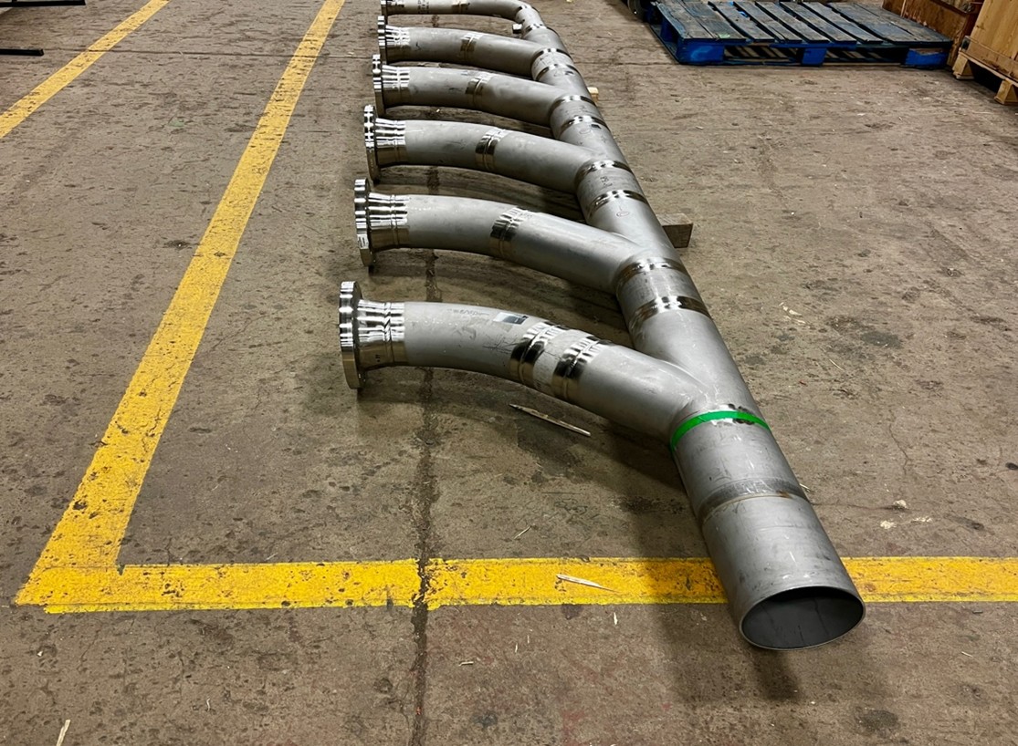 Photo of welded 304L austenitic stainless spool piece intended for a lithium separation plant.