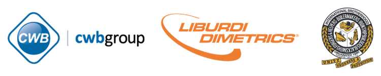 Logos of CWB Group, Liburdi Dimetrics and International Brotherhood of Boilermakers