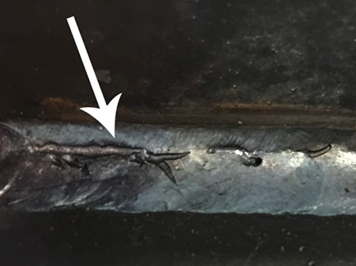 photo showing worm tracks in a weld